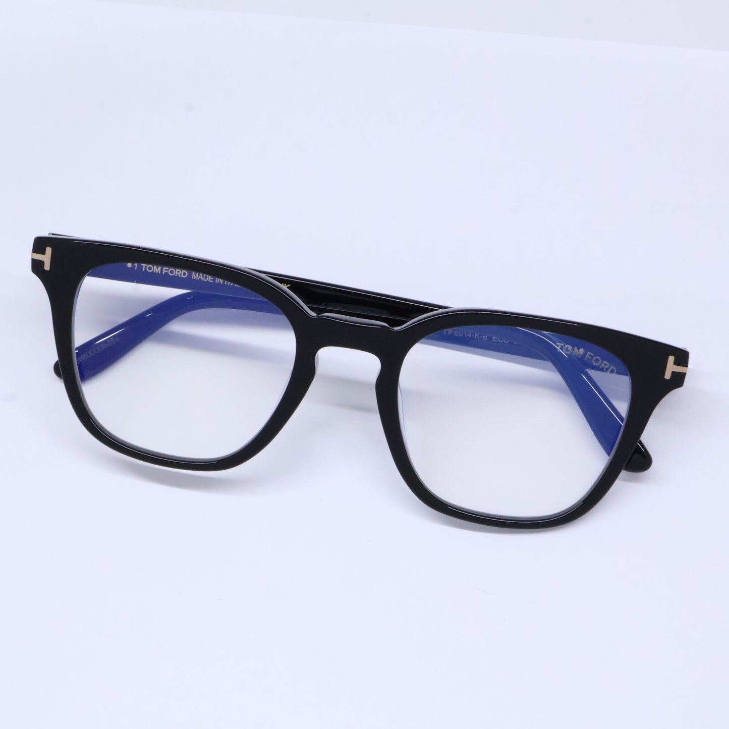 TOM FORD トムフォード FT6014-K-B/V 001 シャイニーブラック ウェリントン型フレーム ブルーライトカットメガネ 眼鏡