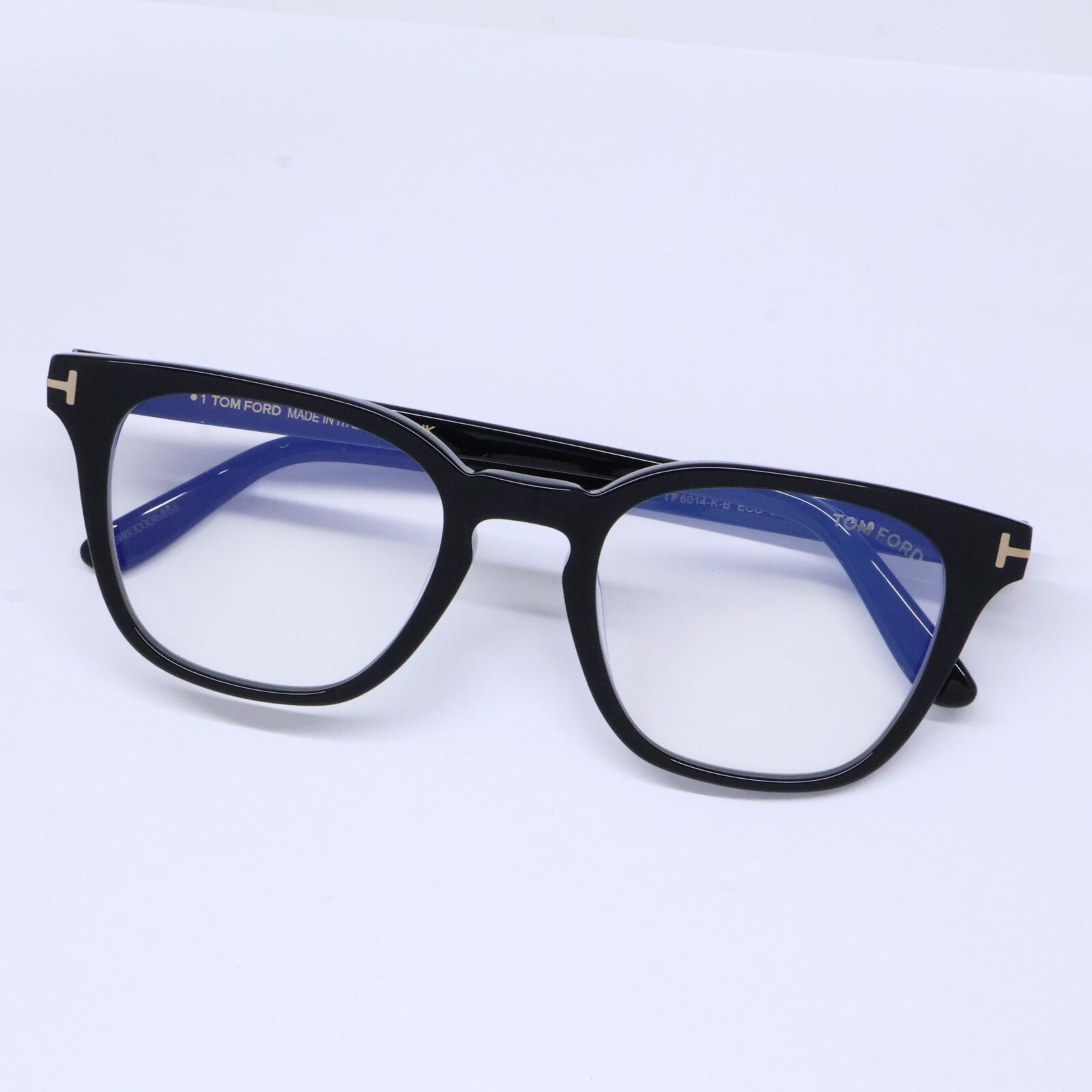 TOM FORD トムフォード FT6014-K-B/V 001 シャイニーブラック ウェリントン型フレーム ブルーライトカットメガネ 眼鏡
