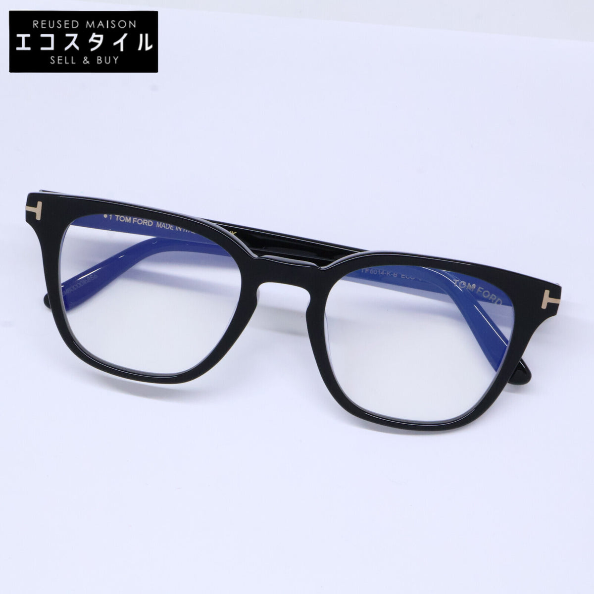 TOM FORD トムフォード FT6014-K-B/V 001 シャイニーブラック ウェリントン型フレーム ブルーライトカットメガネ 眼鏡