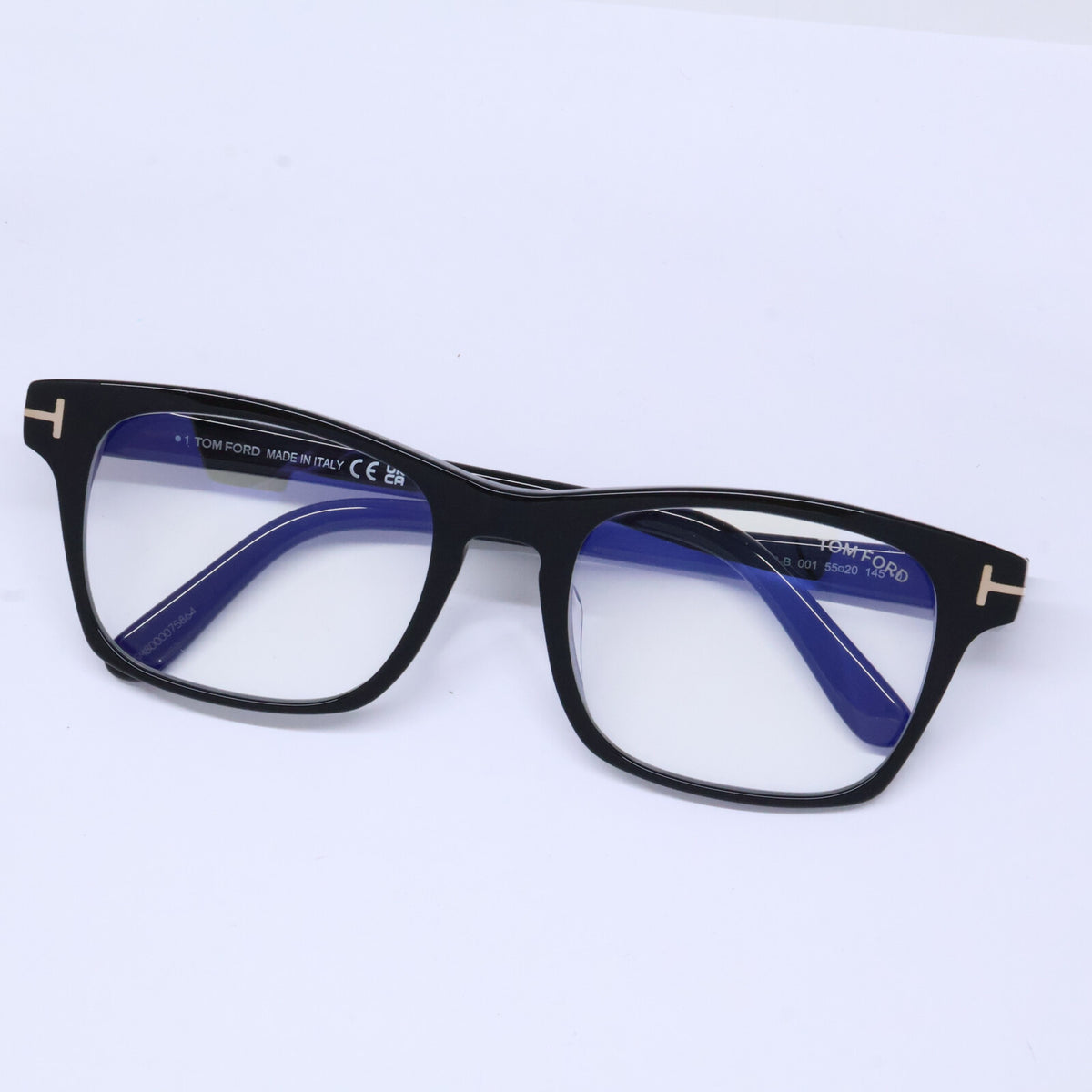 TOM FORD トムフォード FT6150-D-B/V 001 シャイニーブラック アジアフィット スクエアモデル ブルーライトカットメガネ 眼鏡