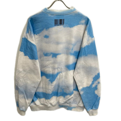 VETEMENTS ヴェトモン ホワイト×ブルー　コットン　スカイプリントパーカー トップス