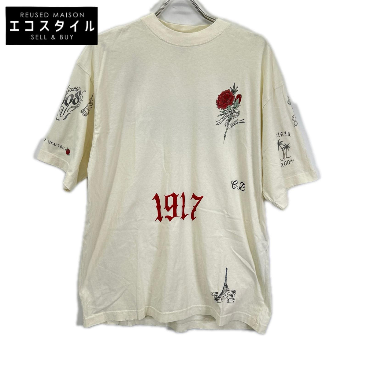 BALENCIAGA バレンシアガ 25年製 764235TUVJ29020 Tattoo Tシャツ トップス