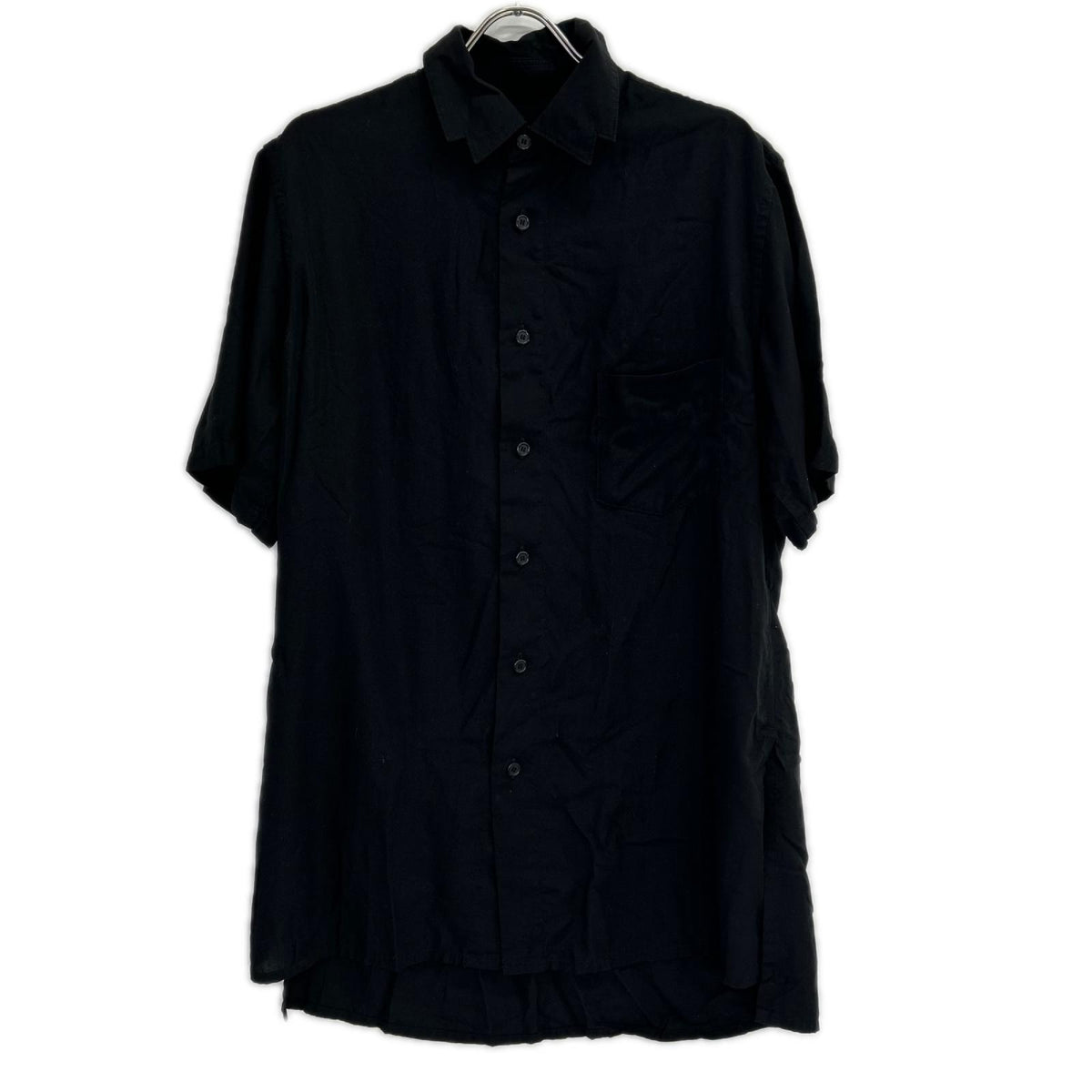 yohjiyamamoto ヨウジヤマモト PZ-B13-201 ブラック アレンジカラー半袖シャツ トップス
