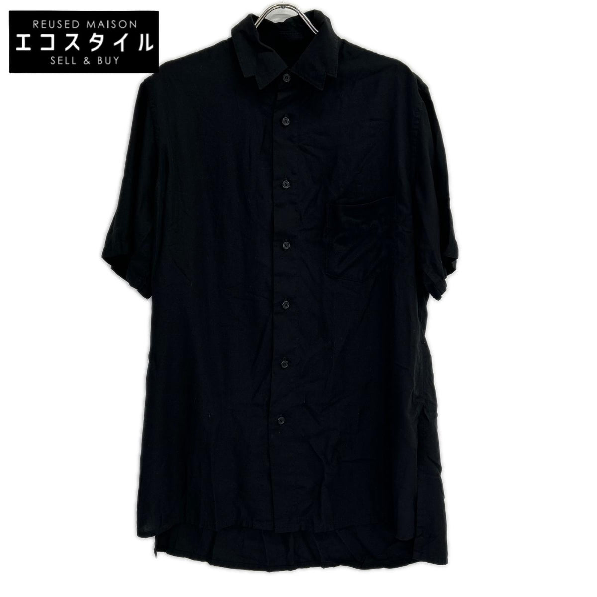yohjiyamamoto ヨウジヤマモト PZ-B13-201 ブラック アレンジカラー半袖シャツ トップス