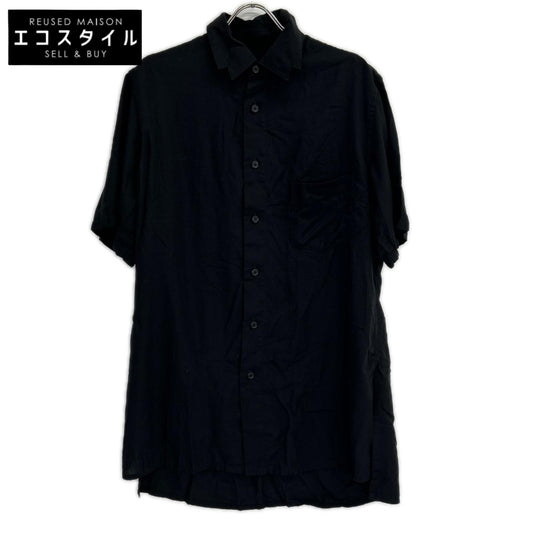 yohjiyamamoto ヨウジヤマモト PZ-B13-201 ブラック アレンジカラー半袖シャツ トップス