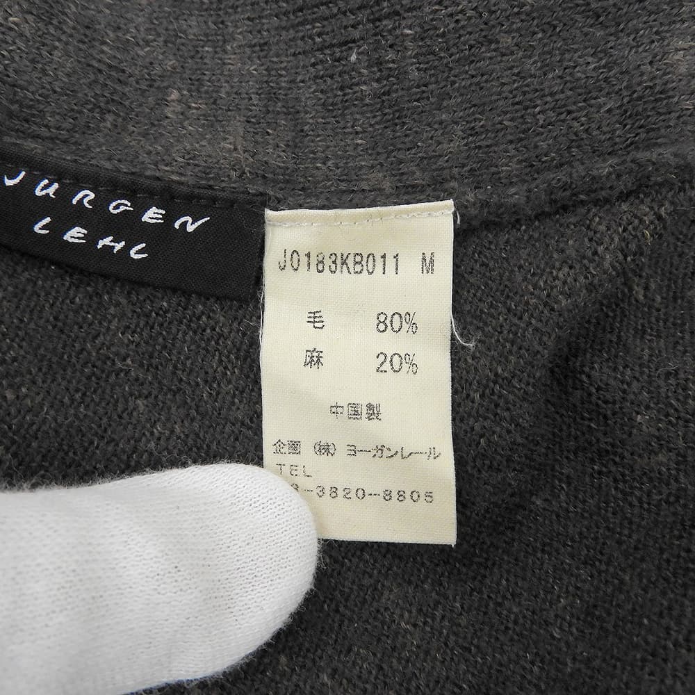 JURGEN LEHL ヨーガンレール 美品 ウール リネン 長袖セーター トップス レディース チャコールグレー M トップス