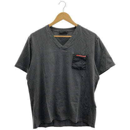 PRADA SPORT プラダスポーツ グレー SJM994 Vネック ナイロン切り替えTシャツ トップス