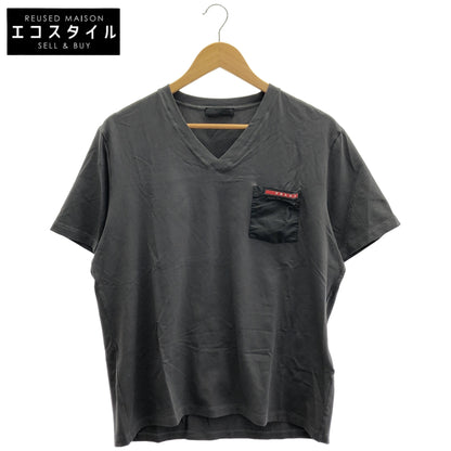 PRADA SPORT プラダスポーツ グレー SJM994 Vネック ナイロン切り替えTシャツ トップス