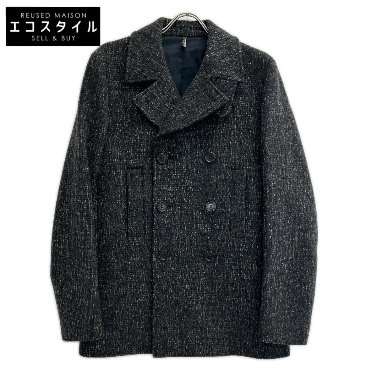Dior HOMME ディオールオム クリスヴァンアッシュ期　グレー 233C418A2242 ツイード ダブルブレスト ピーコート コート