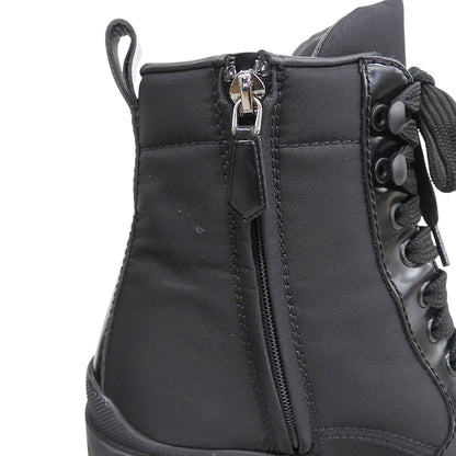 PRADA プラダ 美品 RE-NYLON トライアングルロゴ ショートブーツ シューズ レディース 黒 ブラック 37 1/2 1T708M シューズ