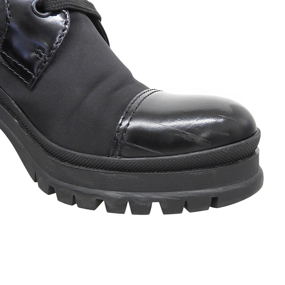 PRADA プラダ 美品 RE-NYLON トライアングルロゴ ショートブーツ シューズ レディース 黒 ブラック 37 1/2 1T708M シューズ