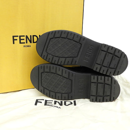 FENDI フェンディ レザー デルフィナ ロゴジップ バイカーブーツ シューズ レディース 黒 ブラック 37 8T8445 シューズ