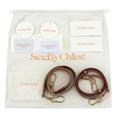 SEE BY CHLOE シーバイクロエ 美品 MARA レザー クロスボディバッグ ショルダーバッグ レディース ピンク系 別売りストラップ付き ショルダーバッグ