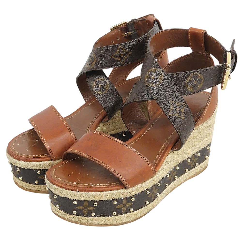 LOUIS VUITTON ルイヴィトン バウンダリー・ラインサンダル シューズ レディース ブラウン 35 1/2 シューズ