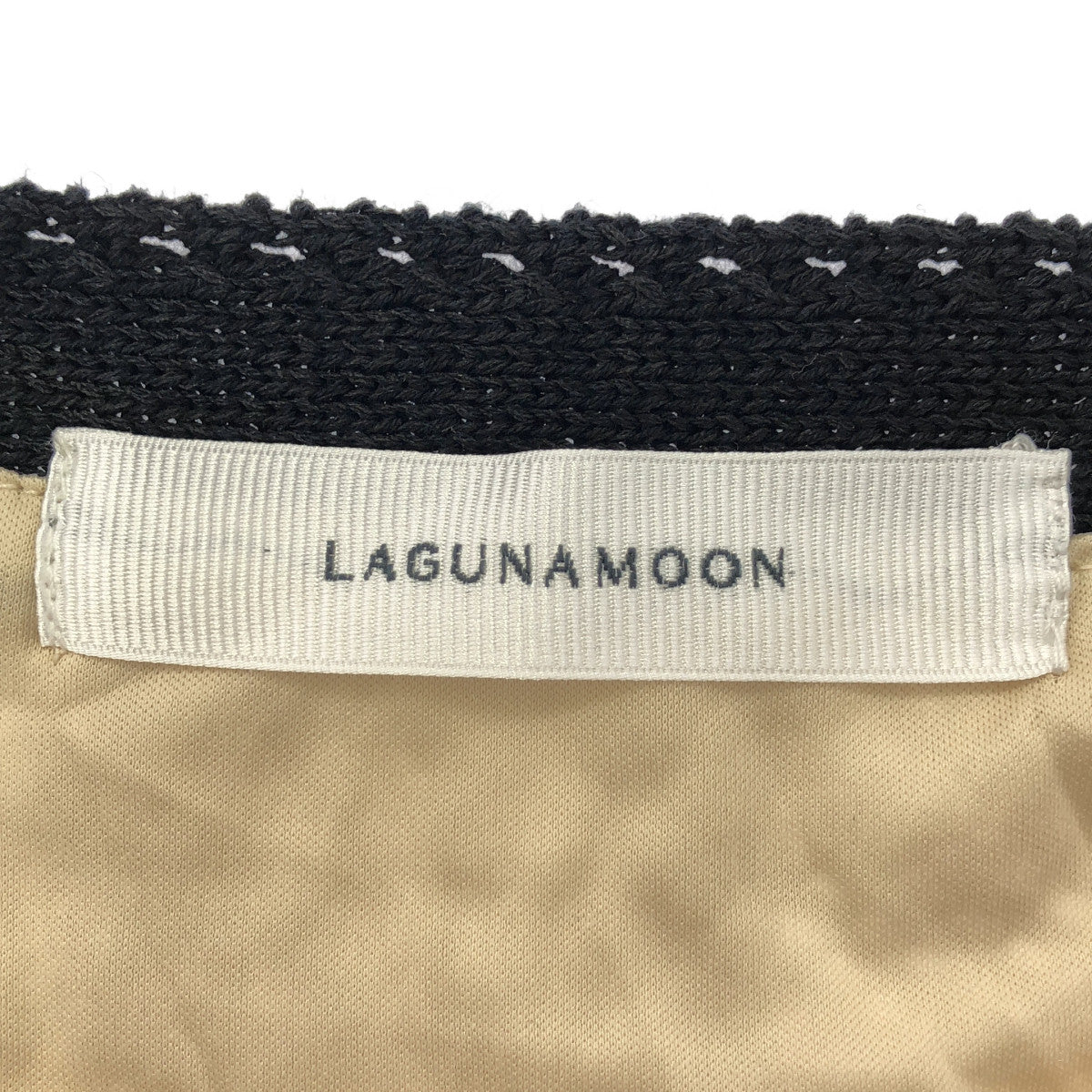 LagunaMoon ラグナムーン ベージュ×ブラック 0326ー30302301 ニットキャミワンピース トップス