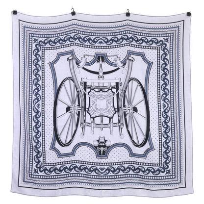 HERMES エルメス LES ROUES DE PHAETON 四輪馬車の車輪 シルク/カシミヤ カレジェアン 140 ショール ストール