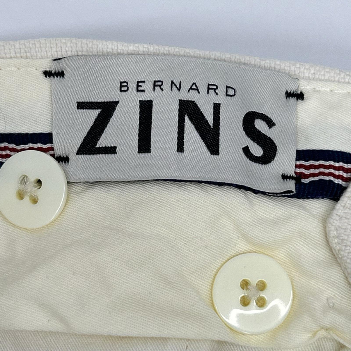 BERNARD ZINS ベルナールザンス 21-23-0547-727 アイボリー コットン 2インプリーツスラックス ボトムス