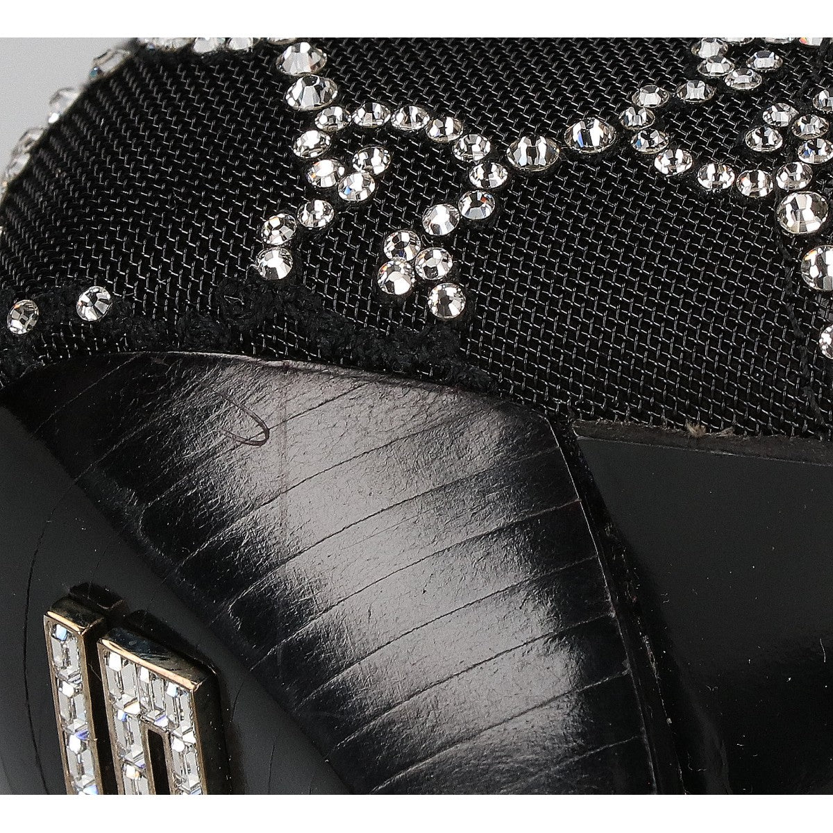GUCCI グッチ 【新品同様】GG Crystal Black Mesh Motif Ankle Boots GGモノグラム クリスタル メッシュ アンクルブーツ シューズ
