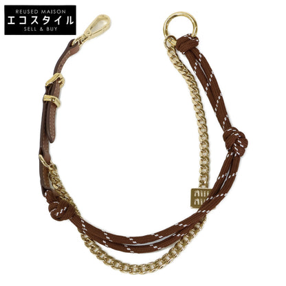 MIUMIU ミュウミュウ 【美品】5TL510_ACRT_F0Q7Z レザー/コード/メタル トリック キーリング