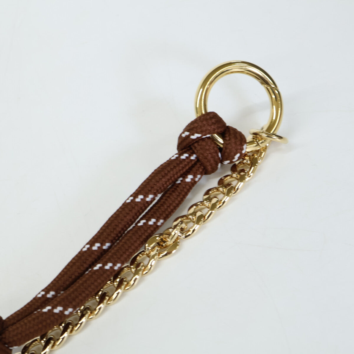 MIUMIU ミュウミュウ 【美品】5TL510_ACRT_F0Q7Z レザー/コード/メタル トリック キーリング