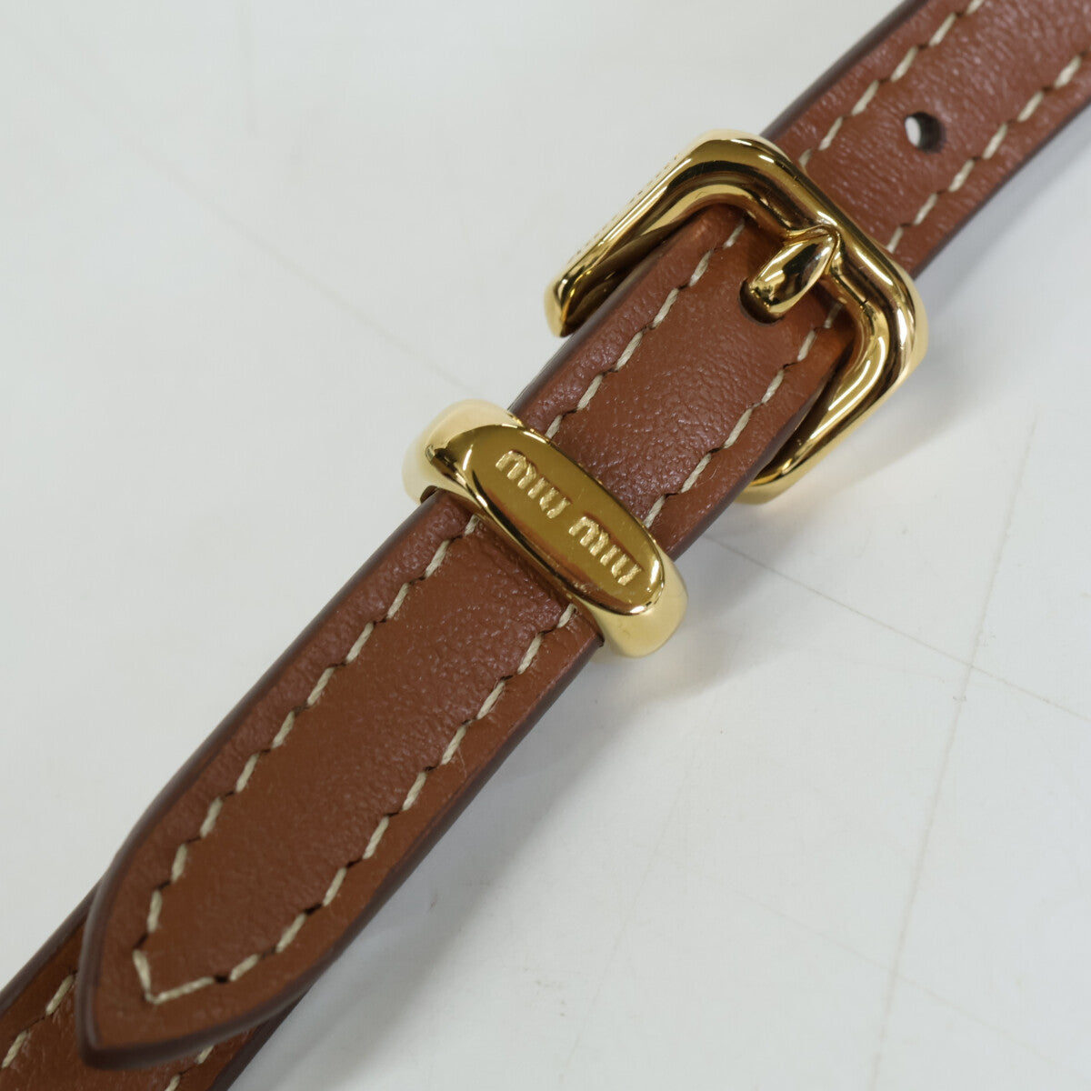 MIUMIU ミュウミュウ 【美品】5TL510_ACRT_F0Q7Z レザー/コード/メタル トリック キーリング