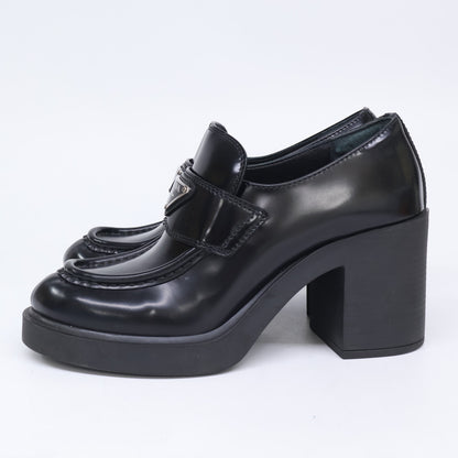 PRADA プラダ 1D563O ブラッシュドレザー ヒール ローファー シューズ