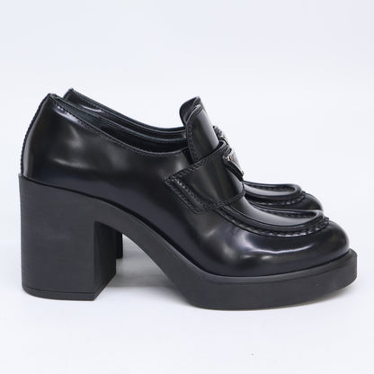 PRADA プラダ 1D563O ブラッシュドレザー ヒール ローファー シューズ