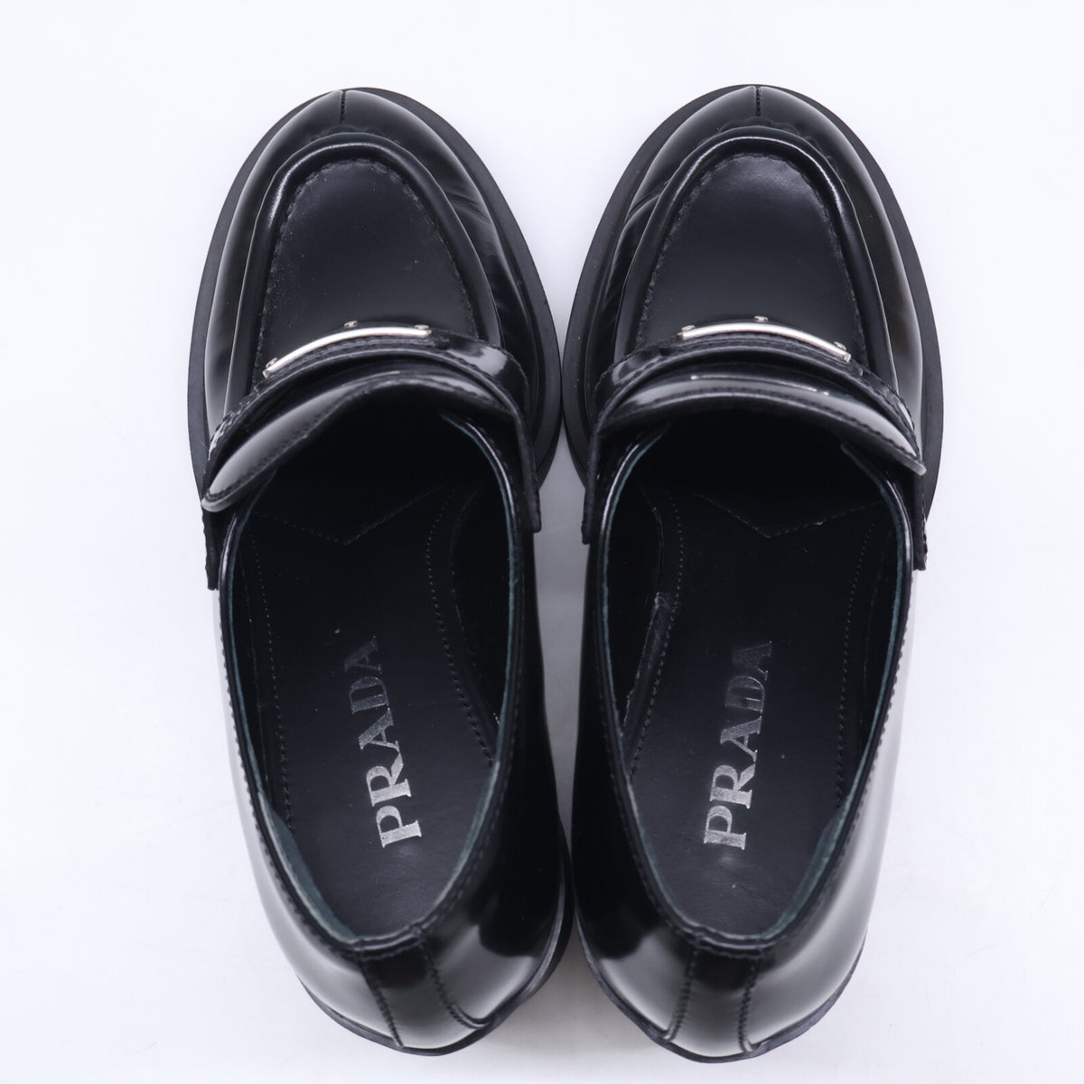 PRADA プラダ 1D563O ブラッシュドレザー ヒール ローファー シューズ