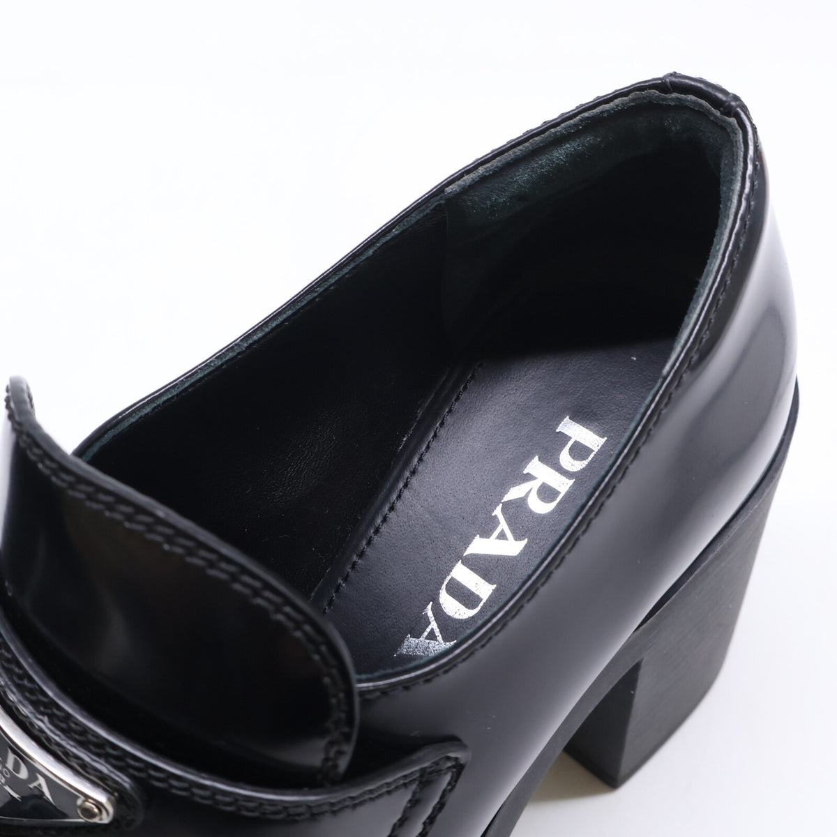 PRADA プラダ 1D563O ブラッシュドレザー ヒール ローファー シューズ