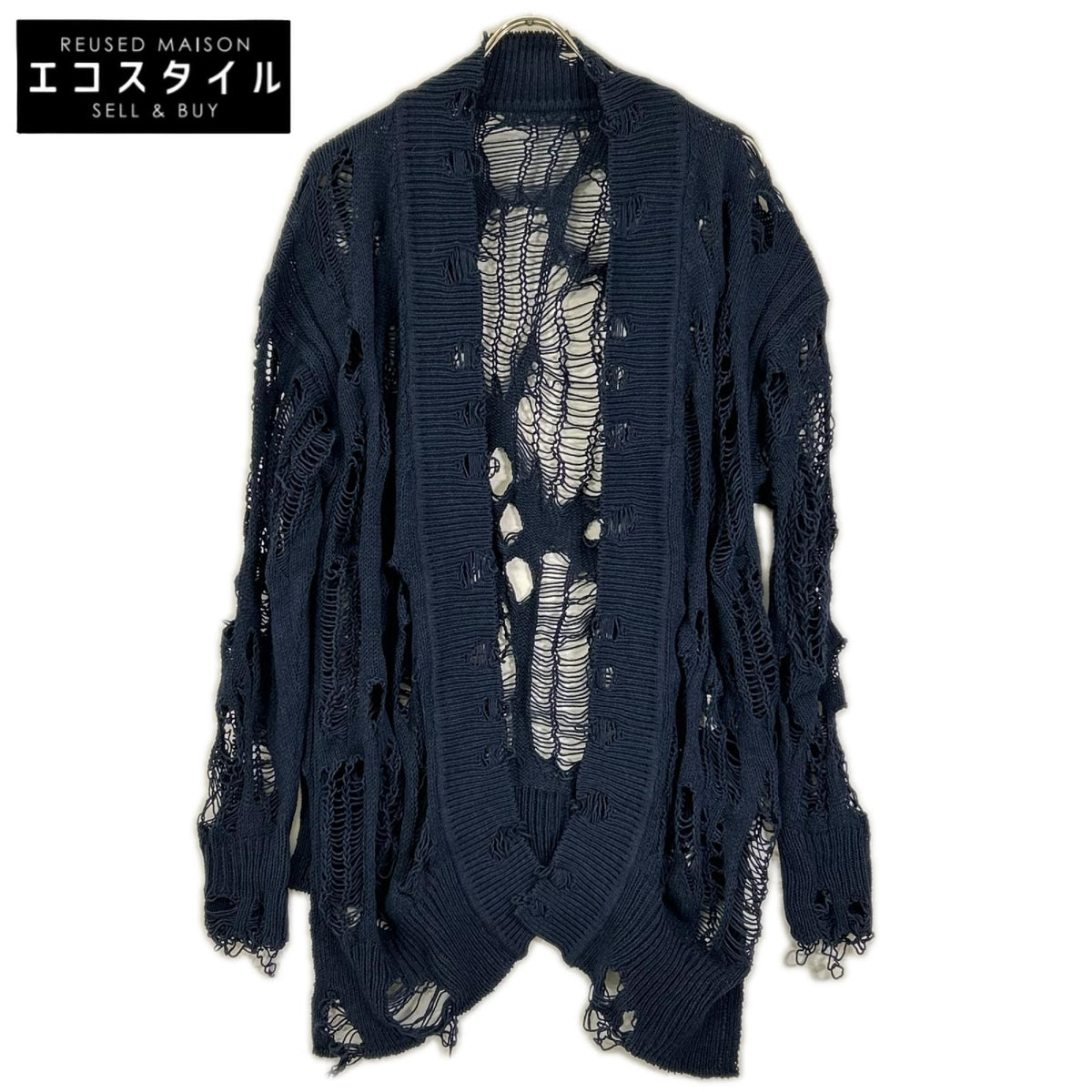 Y's ワイズ YQ-K65-046 ネイビー Thread Design Knit Cardigan トップス