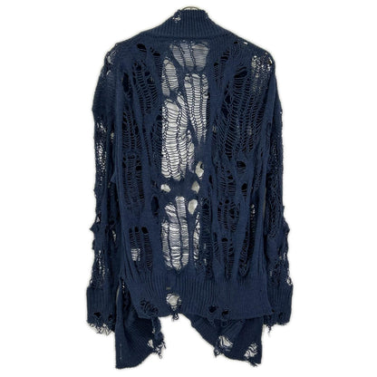 Y's ワイズ YQ-K65-046 ネイビー Thread Design Knit Cardigan トップス