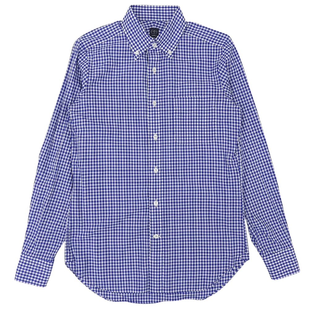 BEAMS F ビームスエフ 美品 ギンガムチェック ボタンダウンシャツ トップス メンズ ブルー ホワイト ブルー 38 21-11-1860-563 トップス
