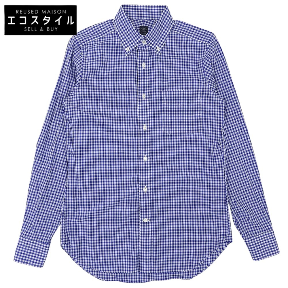 BEAMS F ビームスエフ 美品 ギンガムチェック ボタンダウンシャツ トップス メンズ ブルー ホワイト ブルー 38 21-11-1860-563 トップス