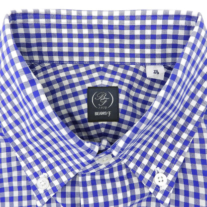 BEAMS F ビームスエフ 美品 ギンガムチェック ボタンダウンシャツ トップス メンズ ブルー ホワイト ブルー 38 21-11-1860-563 トップス