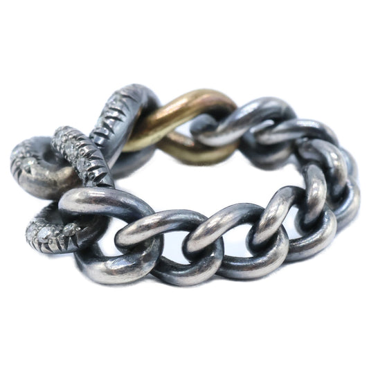 hum ハム et-R47 SV x 750YG 0.12ct HUMETE CHAIN RING ダイヤモンド ハムエタ チェーン リング 指輪