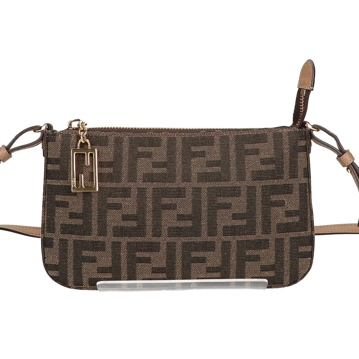 FENDI フェンディ 8BS073 BAGUETTE POUCH ズッカ柄 FFジャカードファブリック バゲットポーチ スリム クラッチ チェーンバッグ ショルダーバッグ