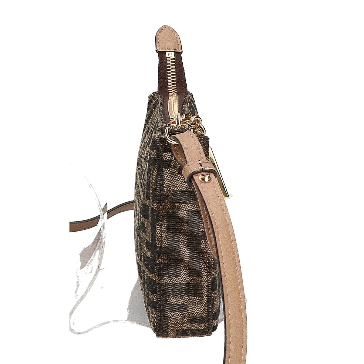 FENDI フェンディ 8BS073 BAGUETTE POUCH ズッカ柄 FFジャカードファブリック バゲットポーチ スリム クラッチ チェーンバッグ ショルダーバッグ