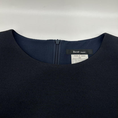Rene basic ルネ ベーシック ネイビー 5816170 マドモアゼル 7分丈バルーンワンピース ワンピース
