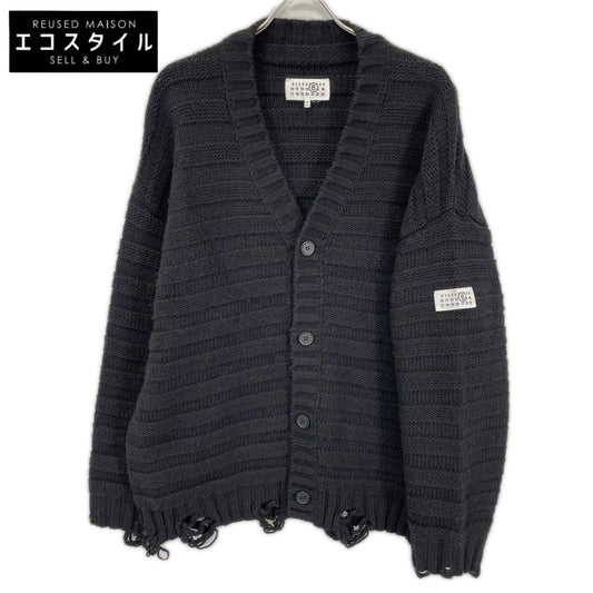 MM6 エムエムシックス 25AW SH0HP0005 ダメージ加工 Vネック ナンバリングロゴ トップス