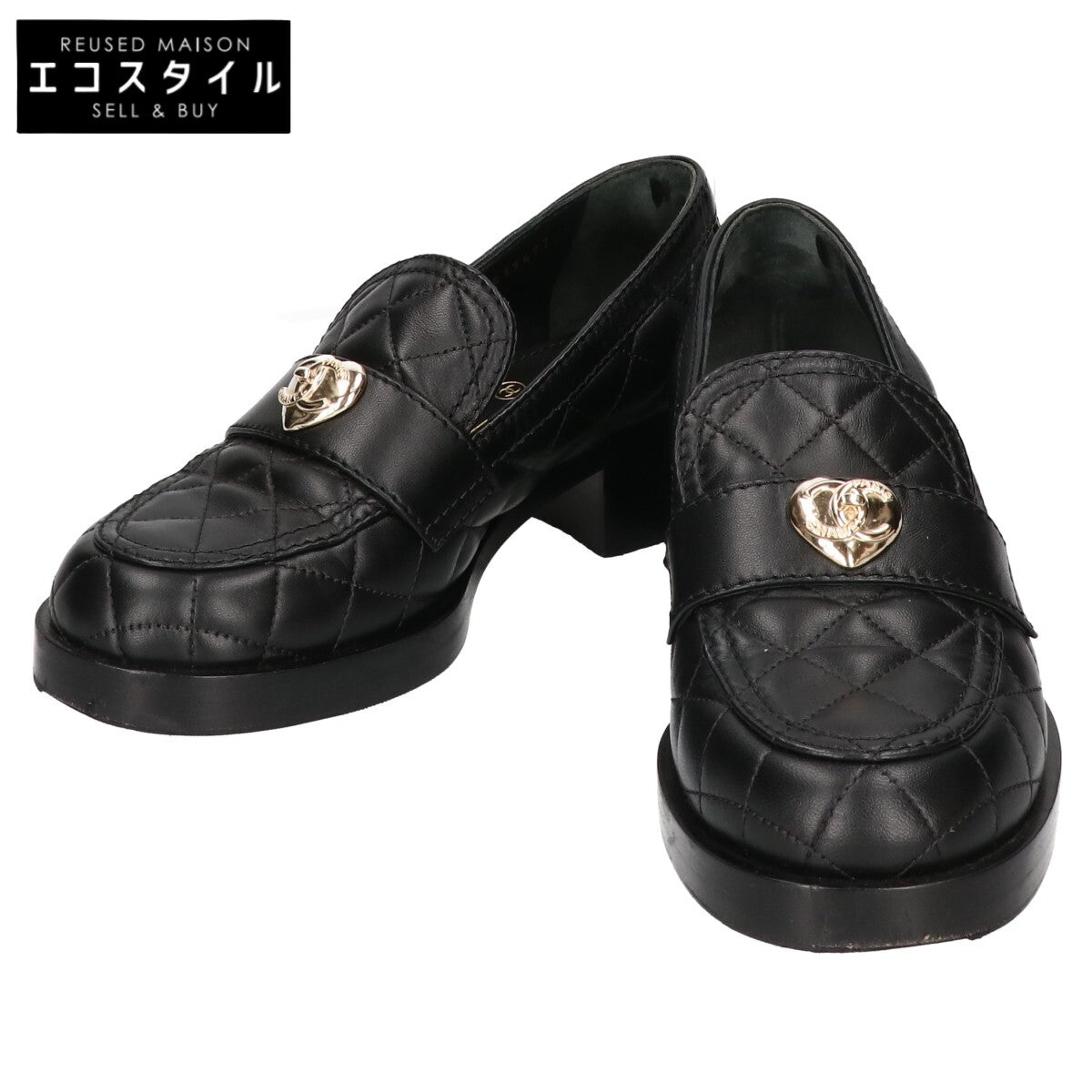 CHANEL シャネル G39697 ハートロック マトラッセローファー シューズ