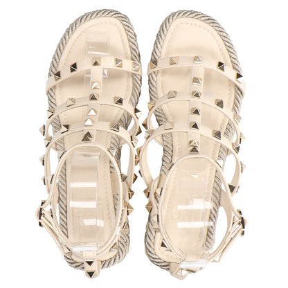 VALENTINO ヴァレンティノ 美品 ガラヴァーニ ロックスタッズ カーフスキン ウェッジソール サンダル シューズ
