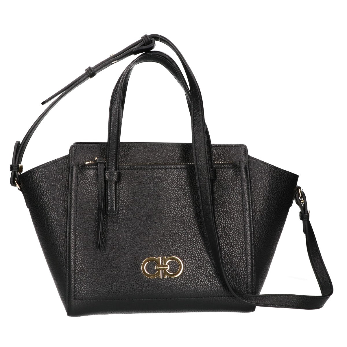 SalvatoreFerragamo サルバトーレフェラガモ 214446 ダブル・ガンチーニ グレインレザー 2Way トートバッグ