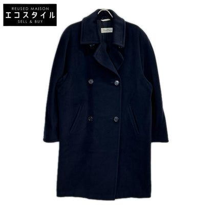 Max Mara マックスマーラ ネイビー 白タグ ウール×カシミア ロングコート コート