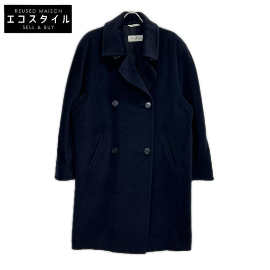 Max Mara マックスマーラ ネイビー 白タグ ウール×カシミア ロングコート コート