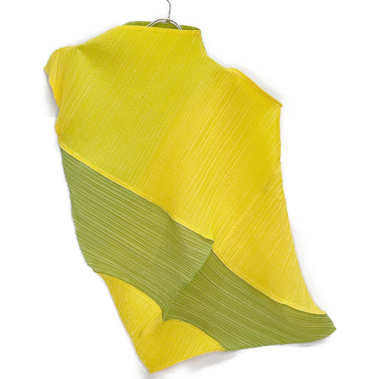 ISSEY MIYAKE イッセイミヤケ IM51-FJ964 イエロー×グリーン プリーツ チュニック ノースリーブ トップス