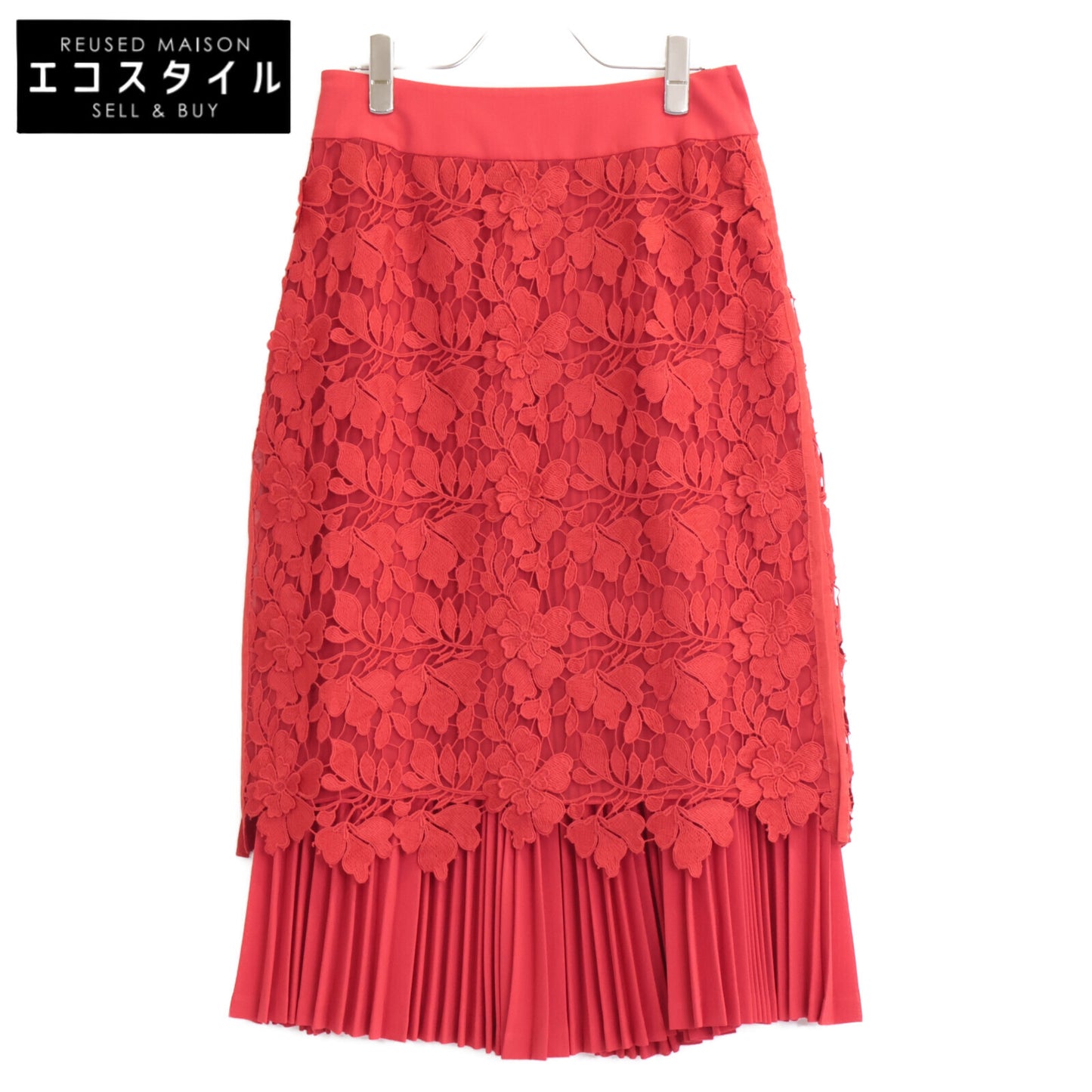ADORE Red 531-9120402 Pleated Flower Lace Skirt Skirt 36 Women's