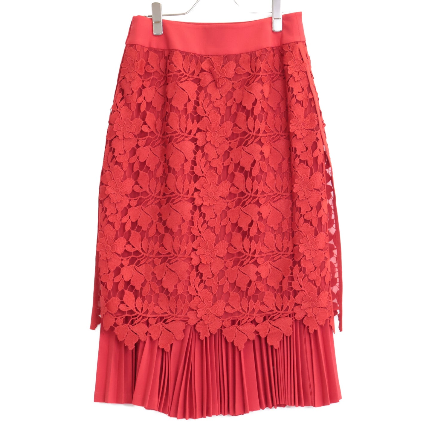 ADORE Red 531-9120402 Pleated Flower Lace Skirt Skirt 36 Women's