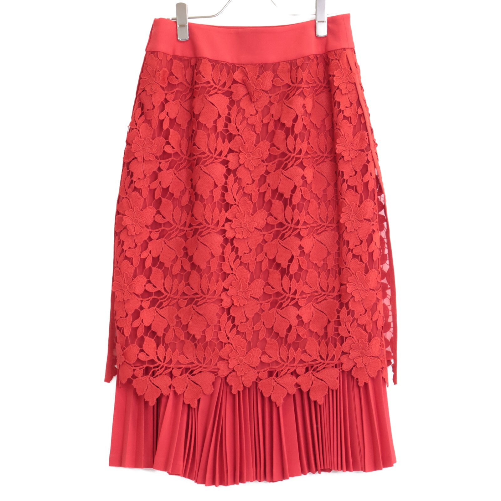 ADORE Red 531-9120402 Pleated Flower Lace Skirt Skirt 36 Women's