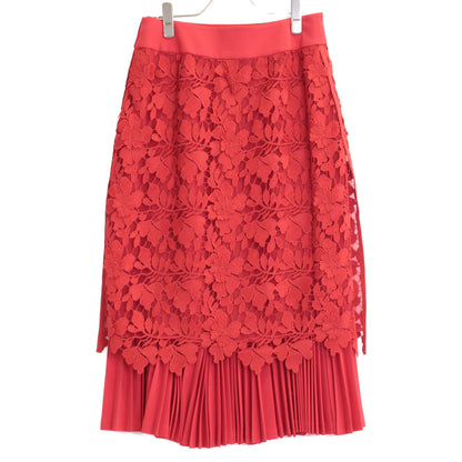 ADORE Red 531-9120402 Pleated Flower Lace Skirt Skirt 36 Women's