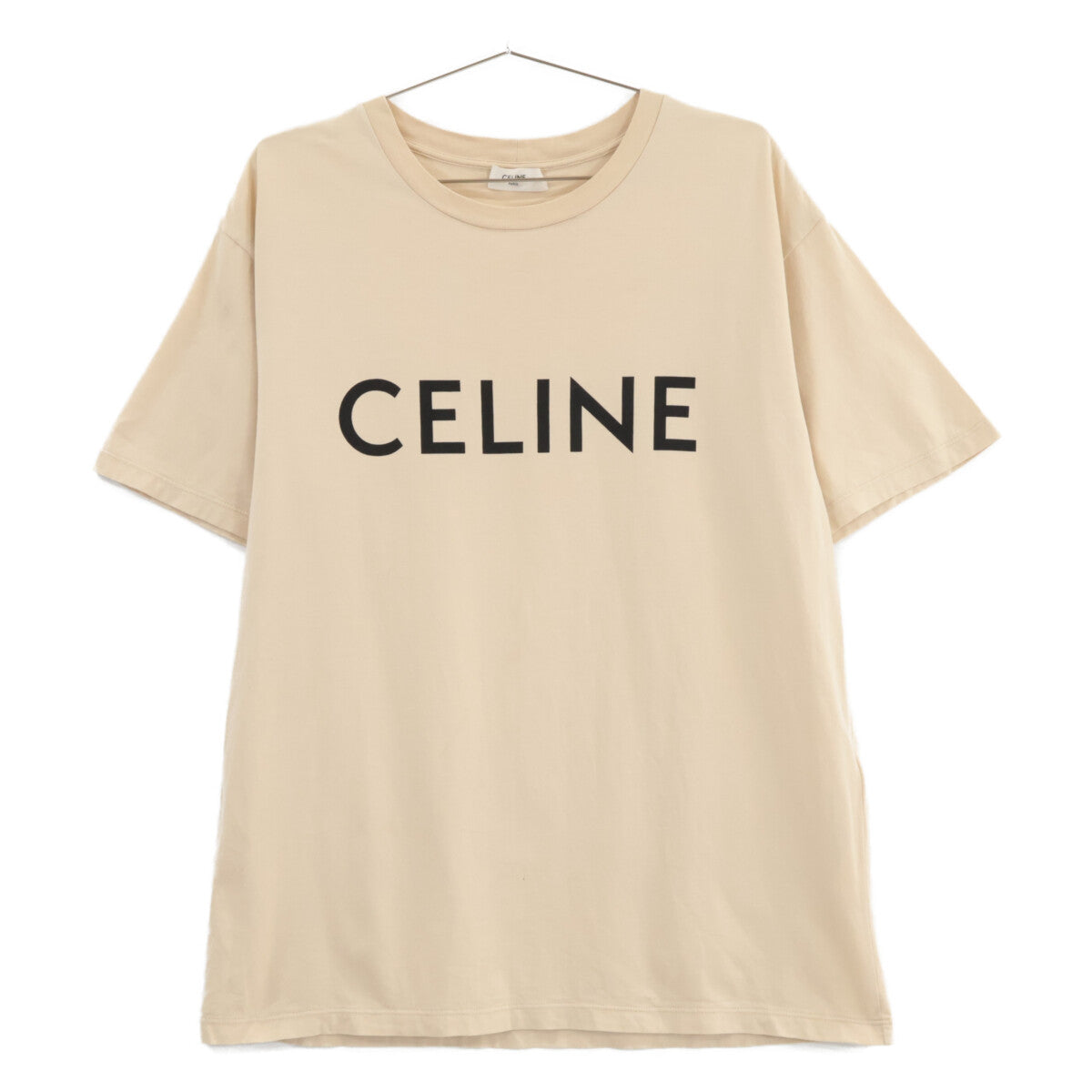 CELINE Beige 2X681671Q Cotton Logo Short-Sleeve T-shirt Top